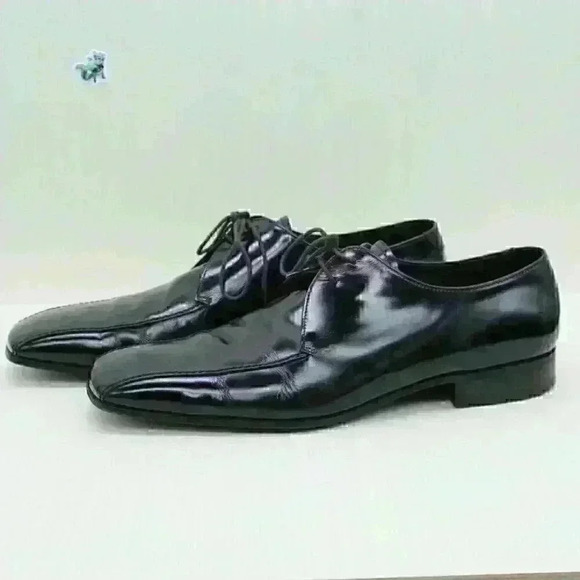Prada Men’s Black Leather Oxford Square Toe Lace Up Shoes Size US 10.5Authentic - Picture 2 of 11